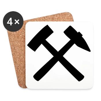 Schlägel und Eisen - Die Bergmannswerkzeuge - Untersetzer (4er-Set) - Weiß - Vorne