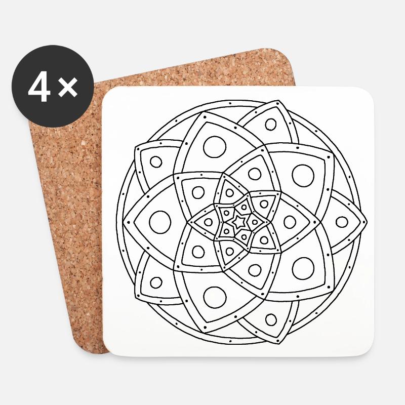 Mandala - Untersetzer (4er-Set) - Weiß