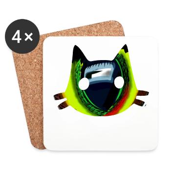 Cat's eye in outline of cat - Coasters (set of 4) - white - Front
