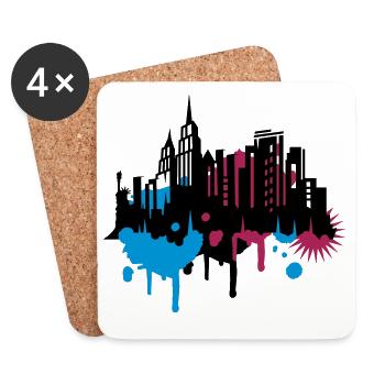 Großstadt stencil art New York City Graffiti - Untersetzer (4er-Set) - Weiß - Vorne