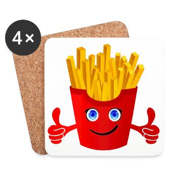Happy Fries (Thumbs up) - Coasters (set of 4) - white - Front