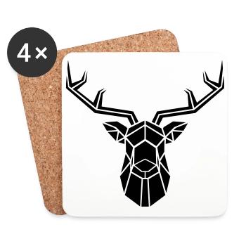 Tête de cerf - Dessous de verre (lot de 4) - blanc - Devant