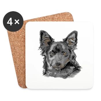 Berger australien - Dessous de verre (lot de 4) - blanc - Devant