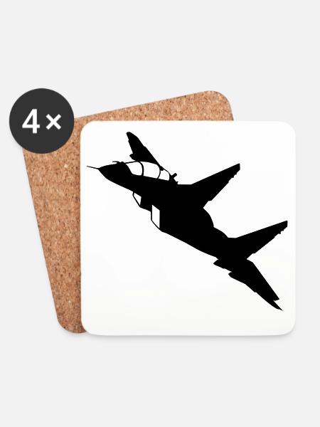 Flugzeug - Untersetzer (4er-Set) - Weiß