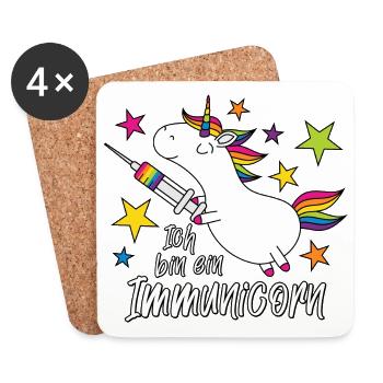 Vaccinated Unicorn I'm an Immunicorn - Coasters (set of 4) - white - Front