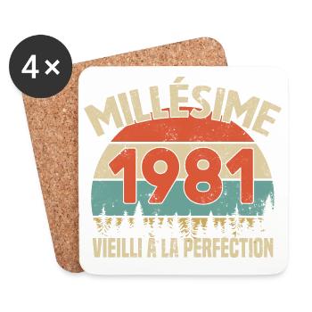 Millésime 1981 Cadeau Anniversaire Humour - Dessous de verre (lot de 4) - blanc - Devant
