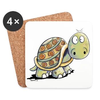 Süße Schildkröten - Schildkröte - Untersetzer (4er-Set) - Weiß - Vorne
