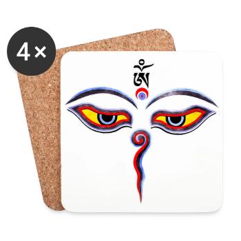 Wisdom Eyes Of Buddha - Bodhnath temple eyes 2 - Dessous de verre (lot de 4) - blanc - Devant