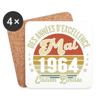 Des Années D'excellence Mai 1964 Cadeau - Dessous de verre (lot de 4) - blanc - Devant