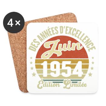 Des Années D'excellence Juin 1954 Cadeau - Dessous de verre (lot de 4) - blanc - Devant