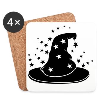 Magical wizard hat with stars - Coasters (set of 4) - white - Front