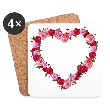 Roses Heart of shining roses and hearts - Coasters (set of 4) - white - Front