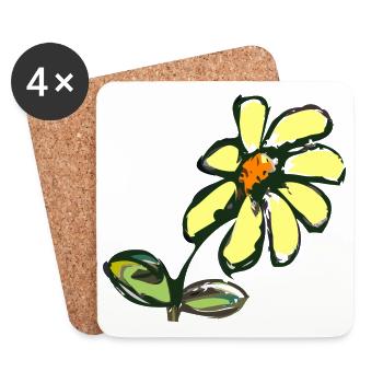 Vintage Flower - Coasters (set of 4) - white - Front