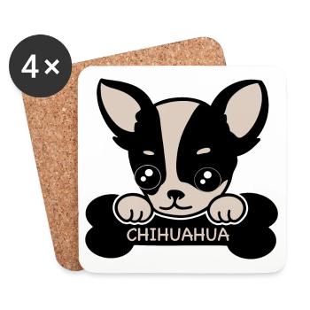 Chihuahua and bones - Coasters (set of 4) - white - Front