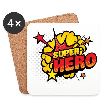 Superhelden Comic Explosion - Untersetzer (4er-Set) - Weiß - Vorne