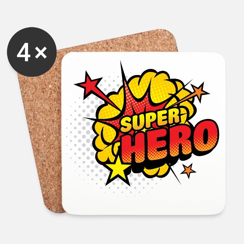 Superhelden Comic Explosion - Untersetzer (4er-Set) - Weiß