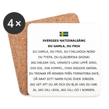 Sveriges nationalsång: Du gamla, du fria - Dessous de verre (lot de 4) - blanc - Devant