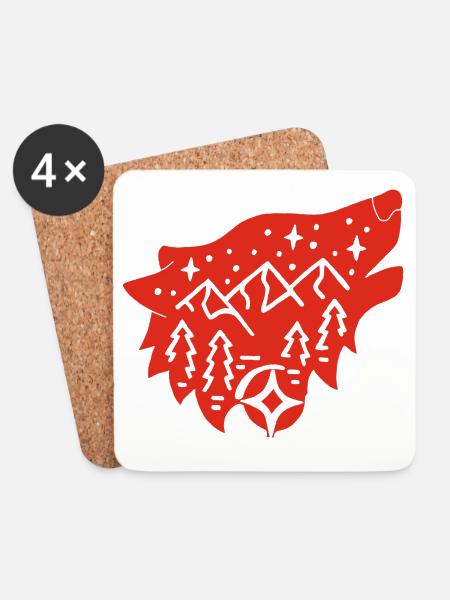 Roter Wolf Totem der Natur - Untersetzer (4er-Set) - Weiß