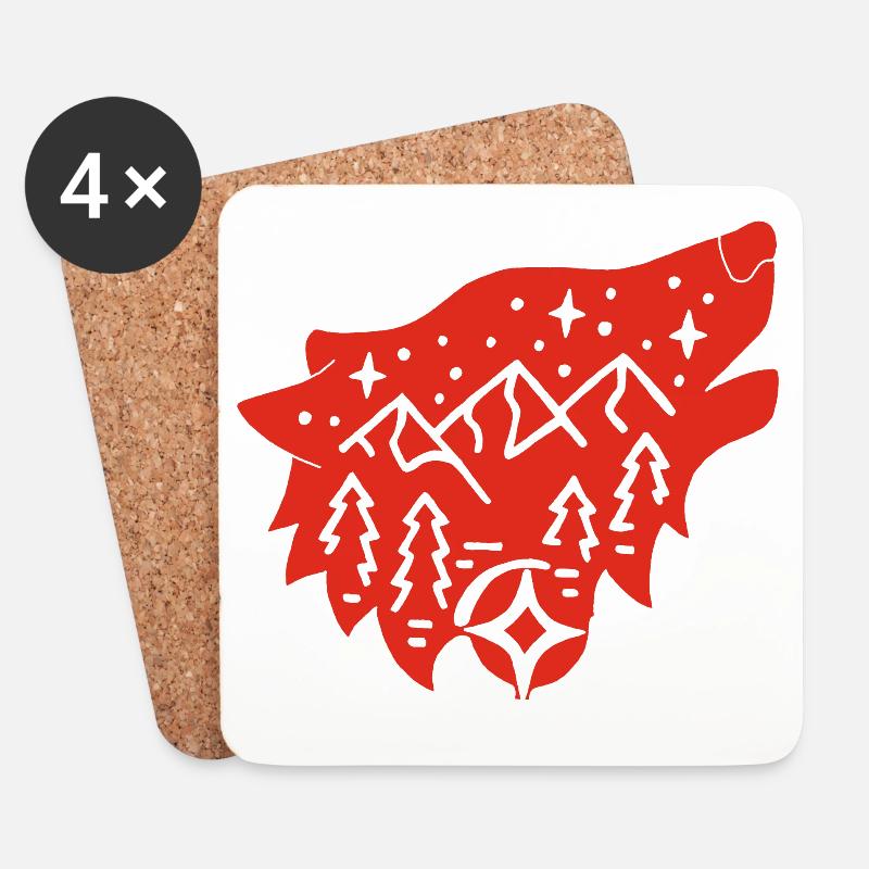 Roter Wolf Totem der Natur - Untersetzer (4er-Set) - Weiß