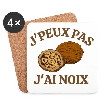 noix, ramasser des noix, saison des noix - Dessous de verre (lot de 4) - blanc - Devant