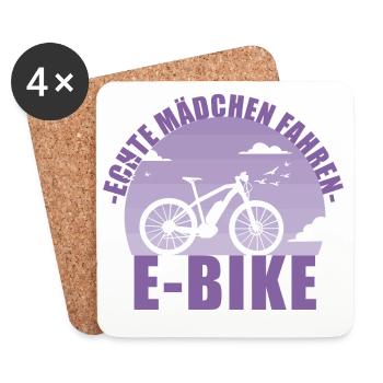 E-Bike Fahrrad E Bike Akku Geschenk - Untersetzer (4er-Set) - Weiß - Vorne