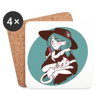 Witch with Heteroscodra Maculata / Marble Bird Spider - Coasters (set of 4) - white - Front