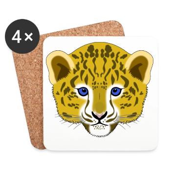 Panther Leopard Jaguar Baby Kopf - Untersetzer (4er-Set) - Weiß - Vorne