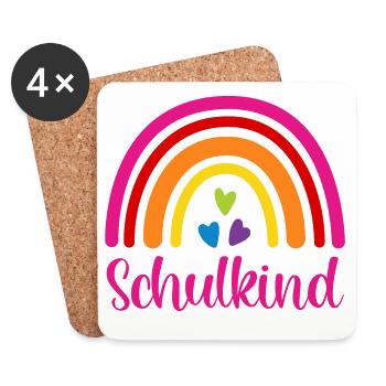 Schulkind Regenbogen Schulanfang Einschulung 2026 - Untersetzer (4er-Set) - Weiß - Vorne
