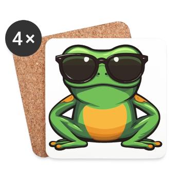 Frosch mit Sonnenbrille - Untersetzer (4er-Set) - Weiß - Vorne