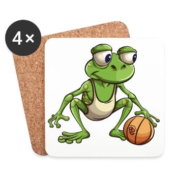 Grenouille de basket-ball - Dessous de verre (lot de 4) - blanc - Devant