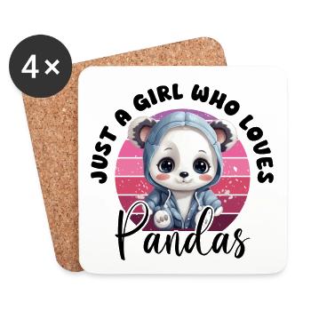 Panda Just A Girl Who Loves Pandas Pandabär Liebe - Untersetzer (4er-Set) - Weiß - Vorne