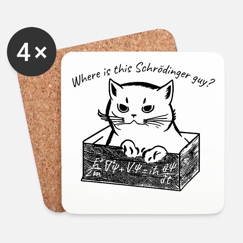 Schödingers Katze - Untersetzer (4er-Set) - Weiß