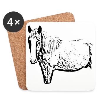Horses T-shirt Gift Rider - Coasters (set of 4) - white - Front