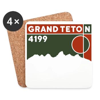Souvenir de la visite de la montagne de Grand Teton Climb - Dessous de verre (lot de 4) - blanc - Devant