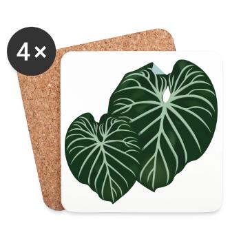 Philodendron Gloriosum - Coasters (set of 4) - white - Front