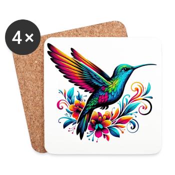 Kolibri - Untersetzer (4er-Set) - Weiß - Vorne
