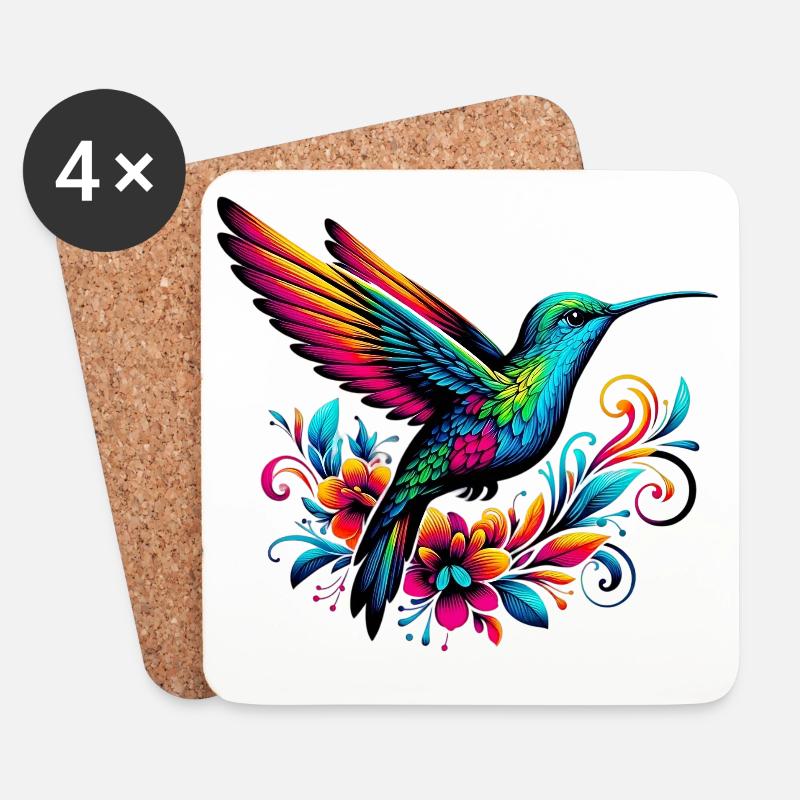 Kolibri - Untersetzer (4er-Set) - Weiß