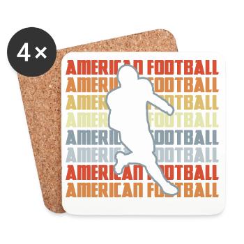 Look rétro de football américain - Dessous de verre (lot de 4) - blanc - Devant