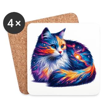 Katze - Untersetzer (4er-Set) - Weiß - Vorne