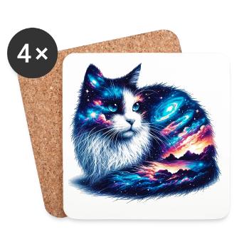 Katze - Untersetzer (4er-Set) - Weiß - Vorne