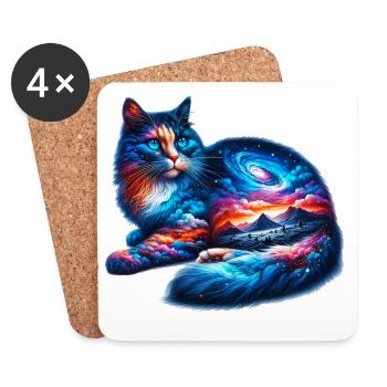 Katze - Untersetzer (4er-Set) - Weiß - Vorne