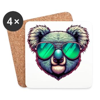 Koala mit grüner Sonnenbrille - Untersetzer (4er-Set) - Weiß - Vorne