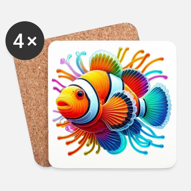 Clownfisch - Untersetzer (4er-Set) - Weiß