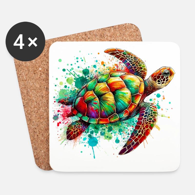 Schildkröte - Untersetzer (4er-Set) - Weiß