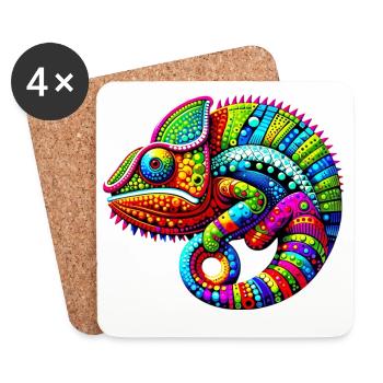 Caméléon - Dessous de verre (lot de 4) - blanc - Devant