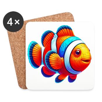 Poisson-clown - Dessous de verre (lot de 4) - blanc - Devant