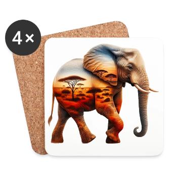 Éléphant - Dessous de verre (lot de 4) - blanc - Devant