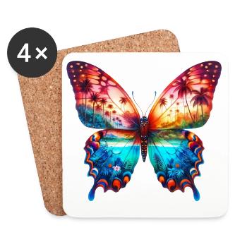 Schmetterling - Untersetzer (4er-Set) - Weiß - Vorne