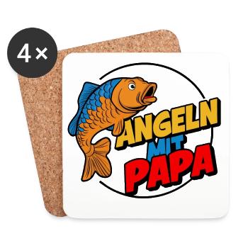 Angeln mit Papa mit buntem Fischdesign - Untersetzer (4er-Set) - Weiß - Vorne