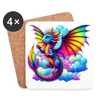Dragon - Dessous de verre (lot de 4) - blanc - Devant